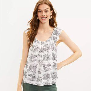 NWOT LOFT Flutter Strap Cami in White Safari Print
